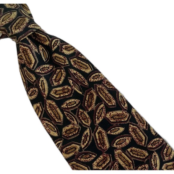 Robert Talbott Studio Men's Geometric Shapes Black Yellow Necktie 100% Silk Tie - Picture 2 of 6